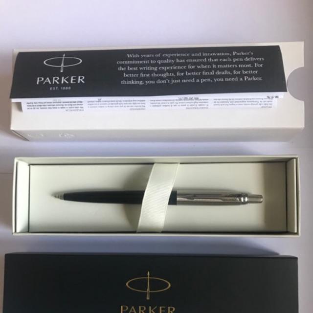 Pulpen Parker Jotter SPC Black Ballpoint Crome Trim ( Klip Silver )