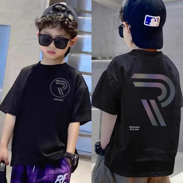 LANTANA Baju Kaos Anak Laki Laki | T-shirt Terbaru Import Untuk Usia 2-12 Tahun | Cetakan huruf ungu