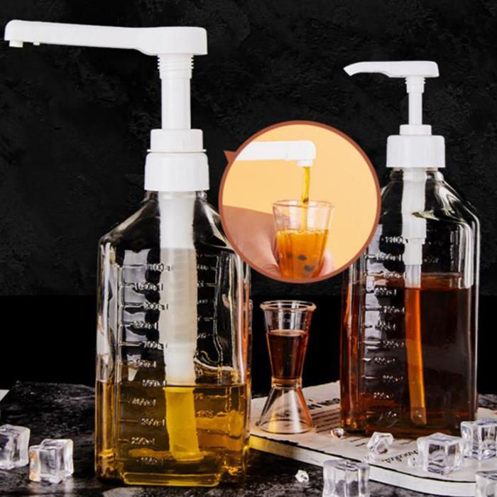 1PC 1600ml Liquid Dispenser with Scale Coffee Syrup Bee Drip Bottle with Hydraulic Pump Nozzle Head 