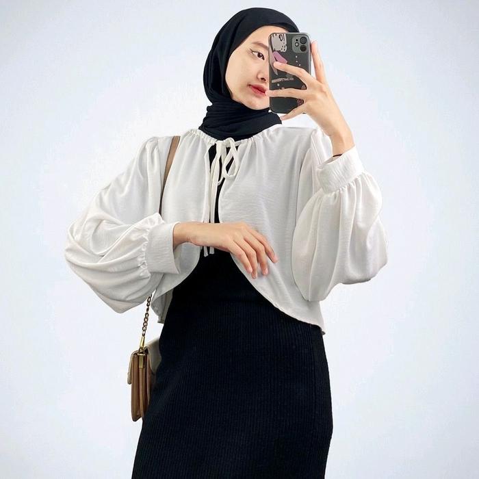 Morina Outer Cardigan Tali Lengan Panjang / Outer Kardigan Basic Polos Panjang