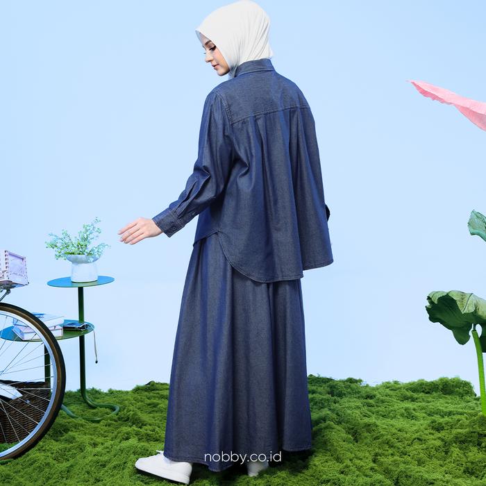 Nobby Kaely Skirt Rok Dewasa Bawahan Casual Wanita Bahan Denim Fodia Remaja Serut