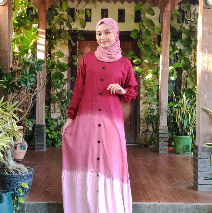 Gamis Twill Pelangi-Gamis Twill Gradasi-Gamis Twill Ori Premium Murah