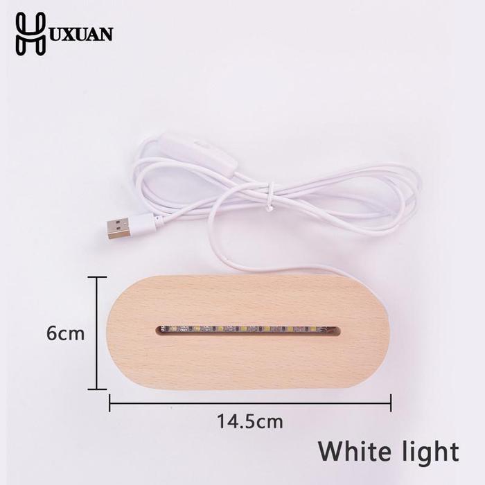 3D Wooden Lamp Base LED Table Night Light Base For Acrylic Warm White