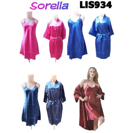 LIS934 lingerie + kimono satin mewah sorella