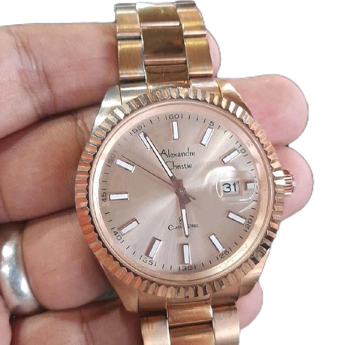 Alexandre Christie Jam Tangan Pria Warna Rose Gold Premium Model Alexandre Christie dengan Tampilan 