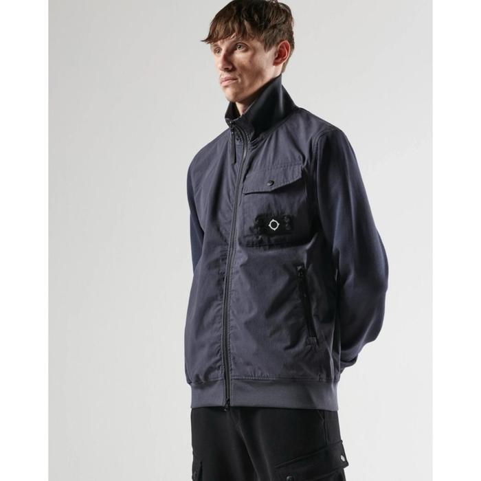 Mastrum Full Zip Mixed Media Jacket In Navy