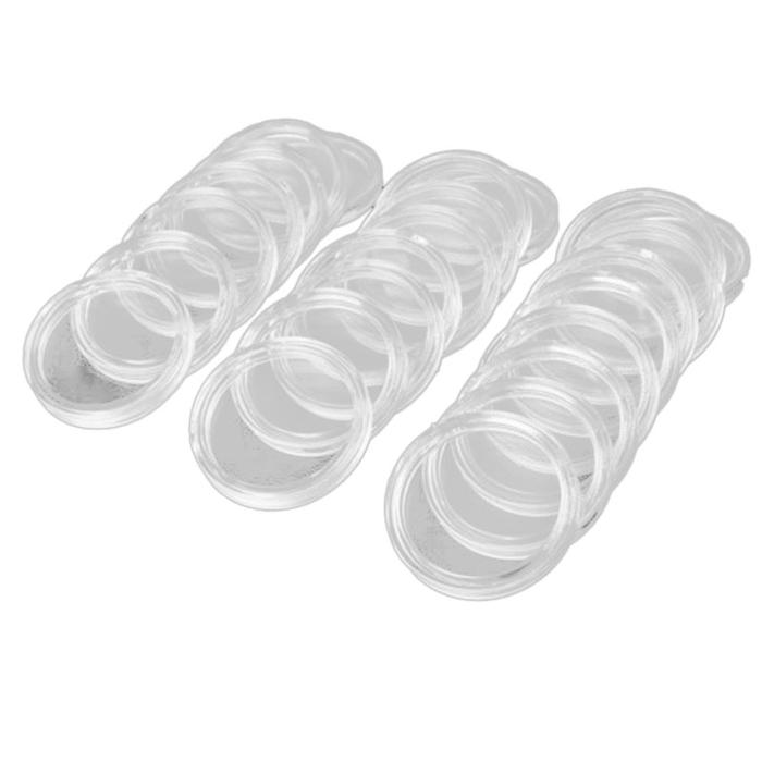 100 Buah 21Mm Wadah Koin Plastik Bening Bulat Kotak Penyimpanan