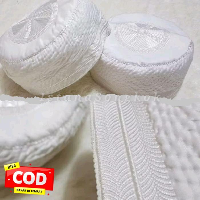[COD] SONGKOK KOPIAH BUGIS MADINAH PUTIH 100% ORI /KΟΡΙΑΗ HAJI PUTIH
