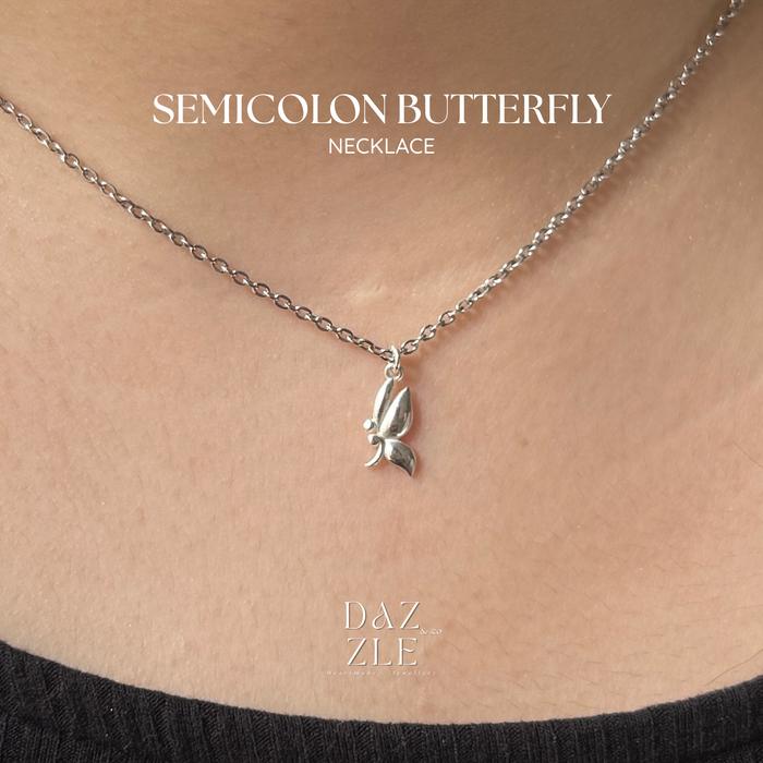 FREE ANXIETY RING Butterfly Semicolon Necklace Kalung Titanium DAZZLENCO Aksesoris Perhiasan Wanita