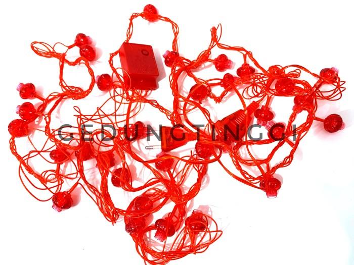 > lampu imlek led lampion merah kedip diameter 5cm 10m RR