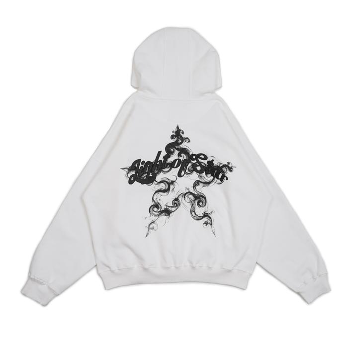 Imagineco Sweater Pullover Hoodie Putih Unisex Boxy Fleece 330 GSM "Light Of Star"