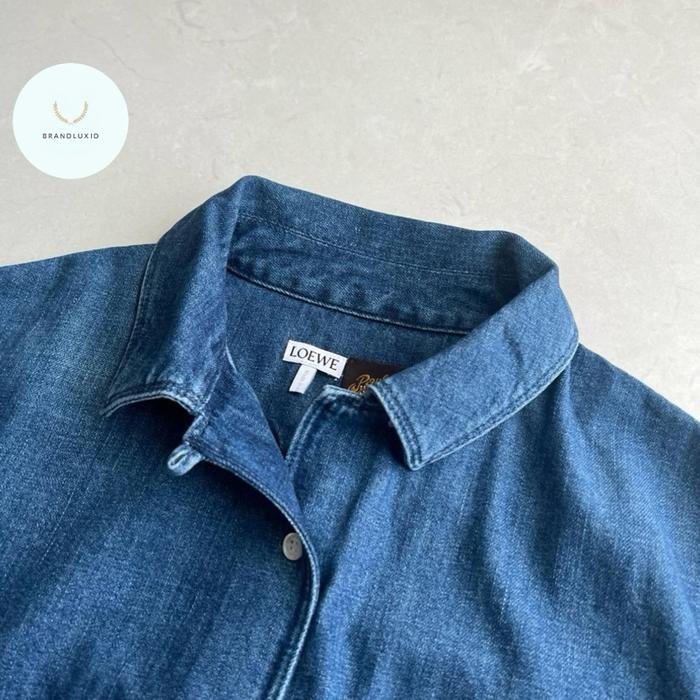 Loewe Anagram Crop Short Seleve Shirt In Denim