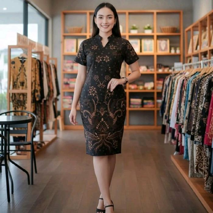 Batik Solo Trendy - Dress Batik Mayangsari Bahan Katun Premium Lapis Furing Model Terbaru Design Tah