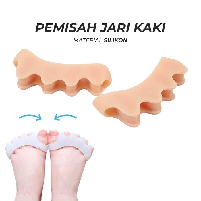 NIDETX Pemisah Jari Kaki Silikon Toe Separator Corrector 2 PCS - ND02 - Beige Nail Kuku