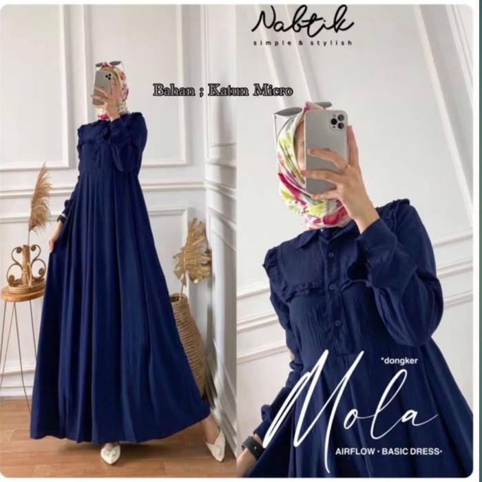 Nabtik Gamis MOLA Terlaris Termurah Bahan Adem Halus Desain Menarik Kenyamanan Maksimal untuk Penamp