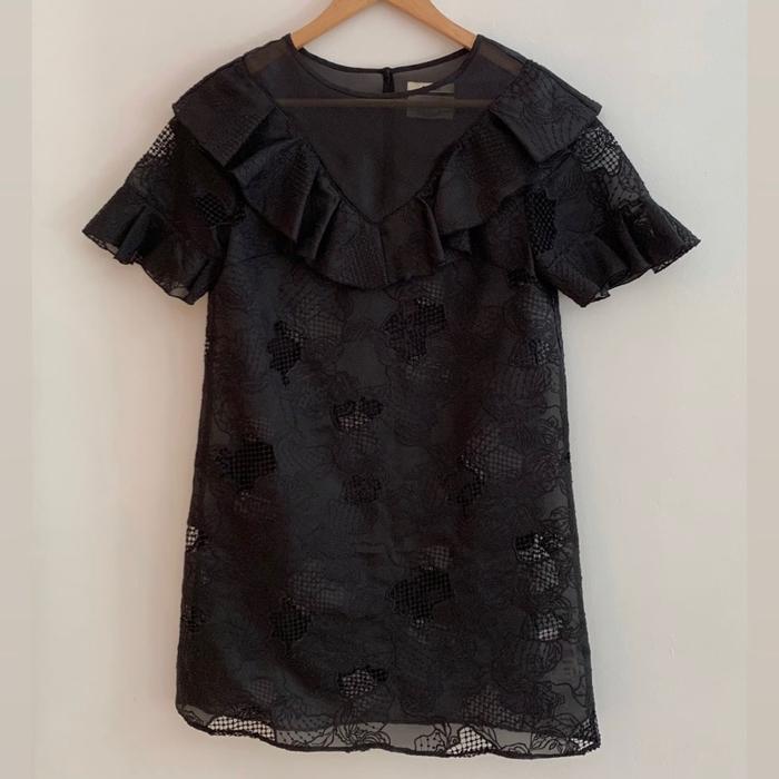 SNIDEL Embroidered black mini dress