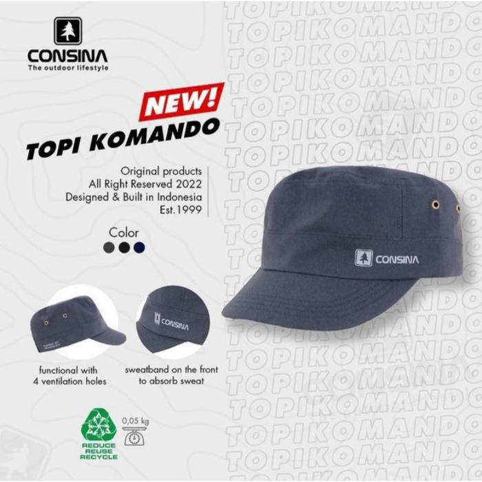Consina Topi Komando Gunung Outdoor Hitam Biru Militer