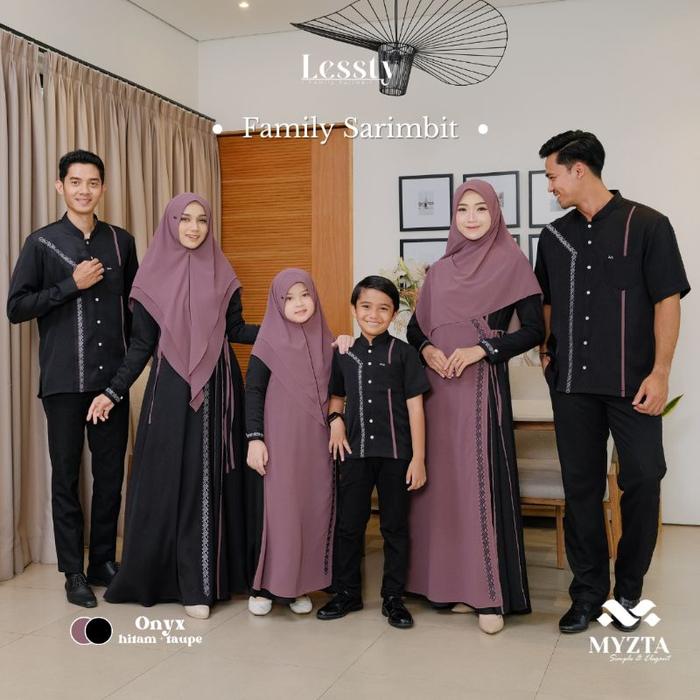 SERAGAM KELUARGA LESSTY FAMSET ONYX ORIGINAL MYZTA INAYA EXCLUSIVE SET GAMIS KHIMAR LAYER BORDIR KOK
