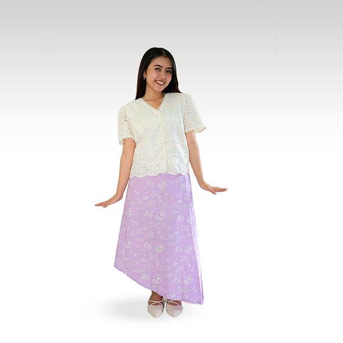 Lunara | Blus Lengan Pendek Semi Puff – Batik ENOM