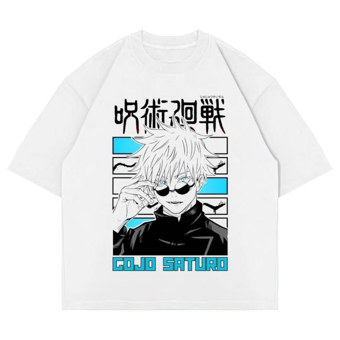 Psycho Crucify "Gojo Satoru" Oversized T-Shirt | White | Kaos Oversize | Vintage | Atasan