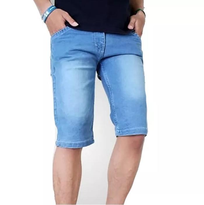 Celana Pendek Jeans Pria Paling Laris Distro Keren Panjang Slim Fit Karet