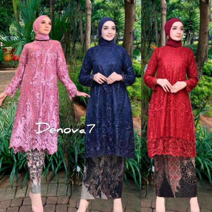 Setelan Kebaya Dress Tunik Tile Modern Seragaman Hajatan Kondangan Pesta Mewah Tunic Premium