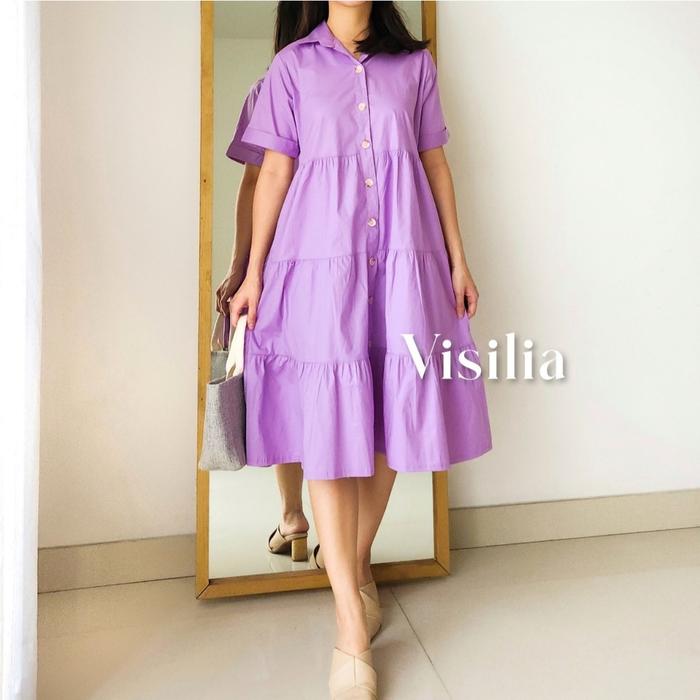 Nara Dress | Korean Midi Babydoll Dres Bahan Katun Premium Pretty Aesthetic Basic Fashion Korea Dres
