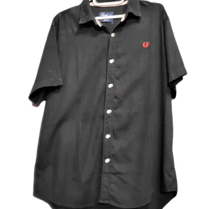 Kemeja Baju Kancing Shirt Fred Perry Hitam used second Pria
