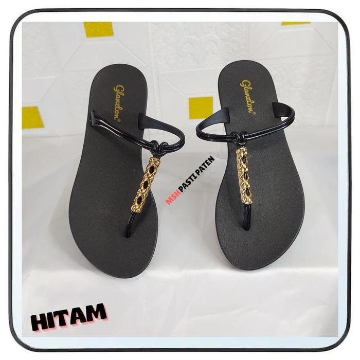 sandal flat sandal jepit sandal jelly wanita impor glanzton original karet perempuan Sendal