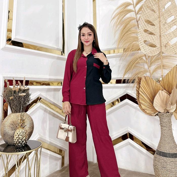 ( FR ) TIARA one set cringkel airflow premium / one set wanita LD 110cm busui friendly / setelan wan