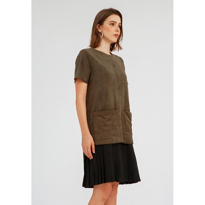 Minimal Chloro Plisket Dress Green Wanita