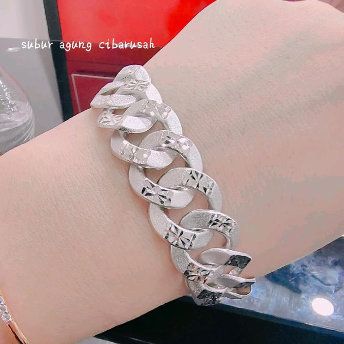 gelang sisik naga jumbo mas putih simpel dan elegan