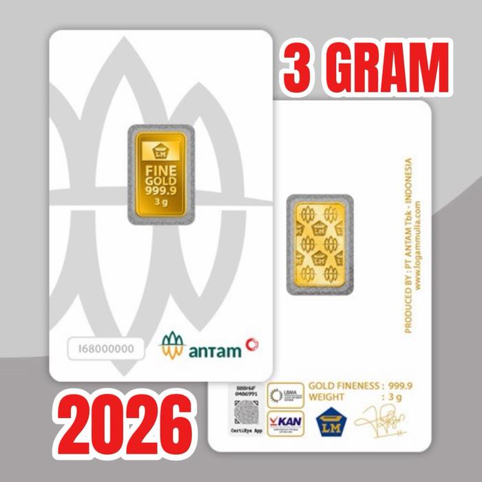 LOGAM MULIA ANTAM CERTICARD 3 gram, LM ANTAM, EMAS BATANGAN KEPINGAN 3 GRAM