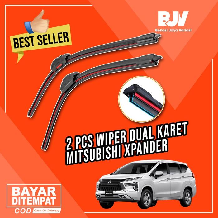 Wiper Mobil Dual Blade - Mitsubishi Xpander - Wiper Frameless Dua Karet Universal