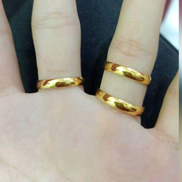 M3 CINCIN RING POLOS PERAK SILVER 925 MURNI LAPIS MAS KUNING Anti Karat Anti Luntur