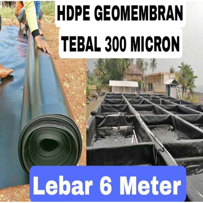 Plastik Hdpe Geomembran 300 Micron Lebar 6 Meter ( Terpal Tambak & kolam ikan )