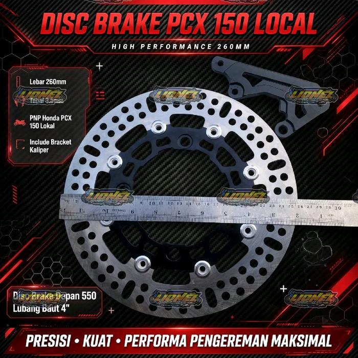 PIRINGAN CAKRAM DISC LEBAR 260MM PLUS BREKET PCX 150 TEBAL 3.5MM LUBANG BAUT 4 UNTUK DEPAN PCX 150 L