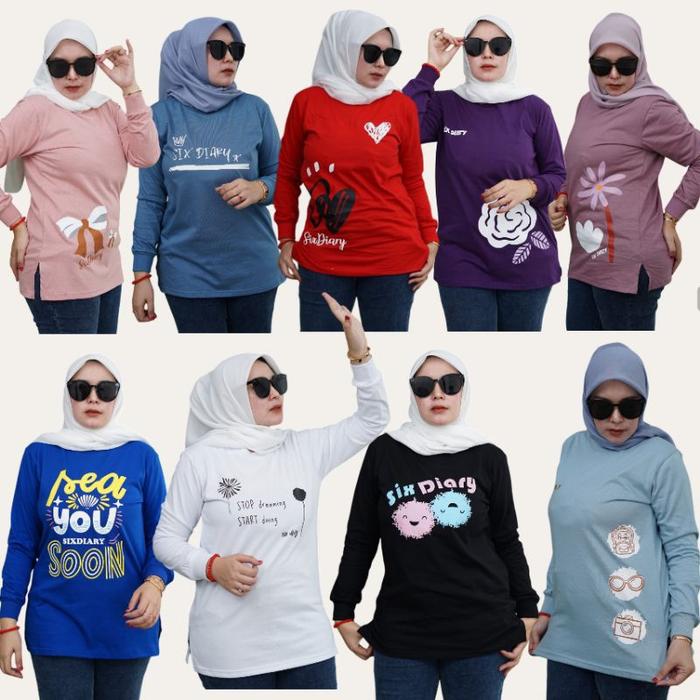 Baju Atasan Wanita | Kaos Wanita Tangan Panjang Original Six Diary Terbaru 2024