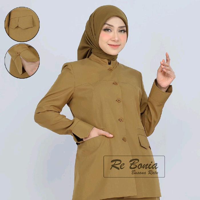 Seragam Re Bonia Pemda Muda Rok A Baju Dinas Kheki Muda Wanita PDH ASN PNS Seragam Kerja Pemda Wanit