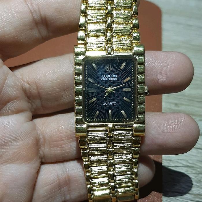 jam tangan pria quartz persegi Lobor gold elegan watches