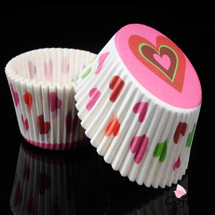 100 Pcs Muffin Warna-warni Cupcake Kertas Cangkir Kue Kotak Kue Cup Case Cup Cake Kertas Kue G