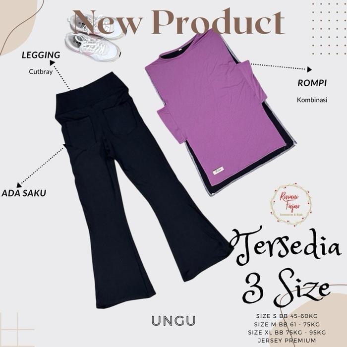 One Set Baju Olahraga Kombinasi 2 Warna, Wanita, Hijab Jersey Syakila Muslim Sport Dewasa Atasan