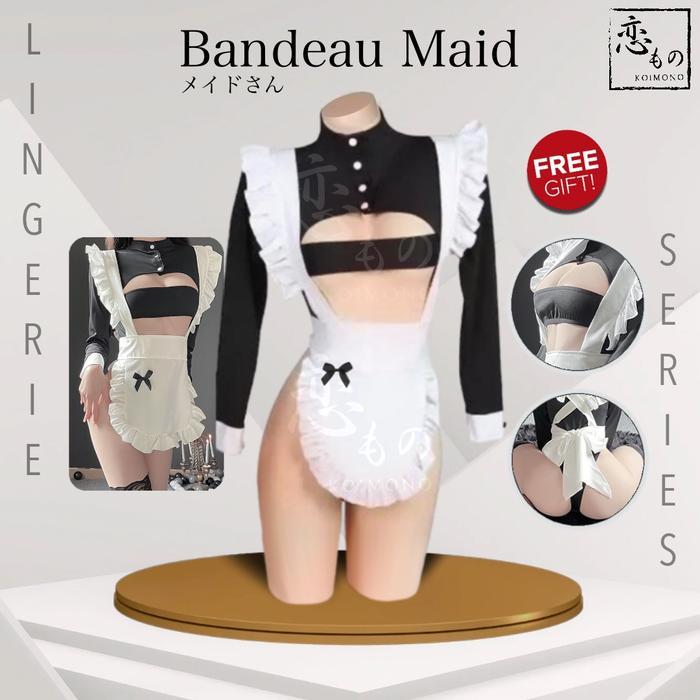 KOIMONO Bandeau Meido - y Japanese Maid Style Lingerie / High Waist Lingerie Cosplay Maid Apron Role