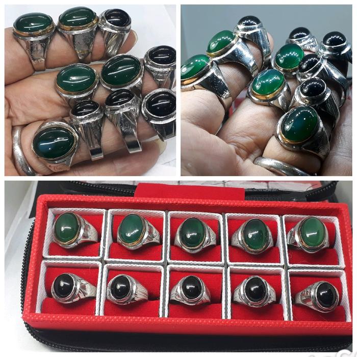BORONGAN 10 biji Cincin batu Hijau Garut dan Yaman wulung minion + Kotak