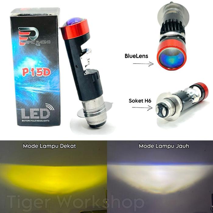 Epic Racing - Headlamp H6 Ala Ala AC DC Hi / Low Led Laser Super Terang Metic Bebek
