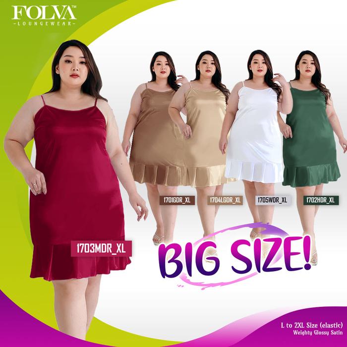 FOLVA Dress Tanktop Baju Tidur Daster Wanita Satin Big Size Jumbo XL