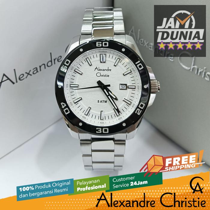 JAM TANGAN PRIA ALEXANDRE CHRISTIE ORIGINAL SILVER BLACK CASE 6686 AC 6686 AC6686 ACF6686 JAM AC STA