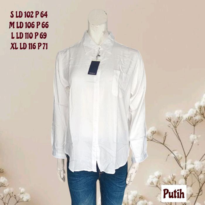 kemeja nevada cewek Katun Santai Polos Hitam Putih Panjang