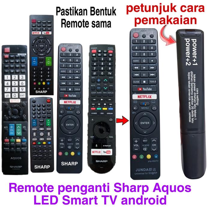 REMOTE REMOT JUNDA 601 /602 COCOK DI TV LED SHARP AQUOS SMART TV ANDROID