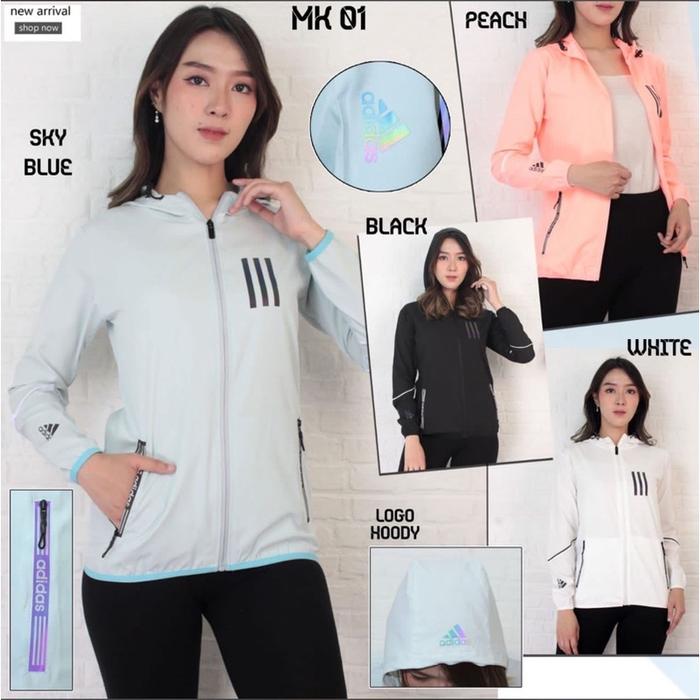 New!!! Jaket Wanita Import Parasut Micro Hoody Adidas Running Olahraga